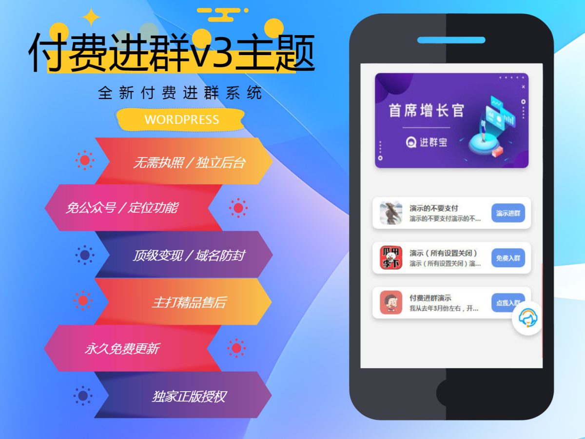 Wordpress主题源码 wp付费进群系统V3主题源码-开心版附绕授权教程-好易源码网