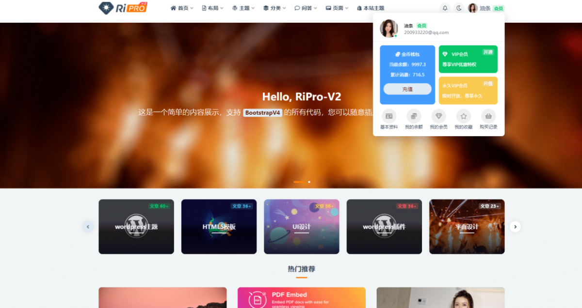 Wordpress主题源码 ripro-V2主题最新破解版+绕授权方法-好易源码网