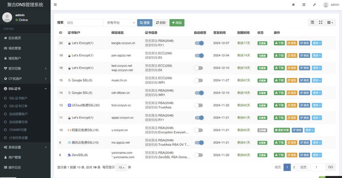图片[4]-彩虹聚合DNS管理系统源码V2.0.1-新增SSL证书自动申请与部署功能-好易源码网
