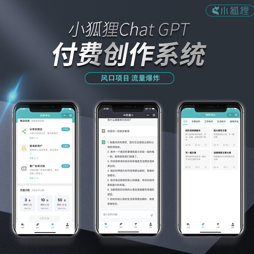 AI万能创作系统源码_小狐狸ChatGPT付费创作系统3.1.2版本-好易源码网