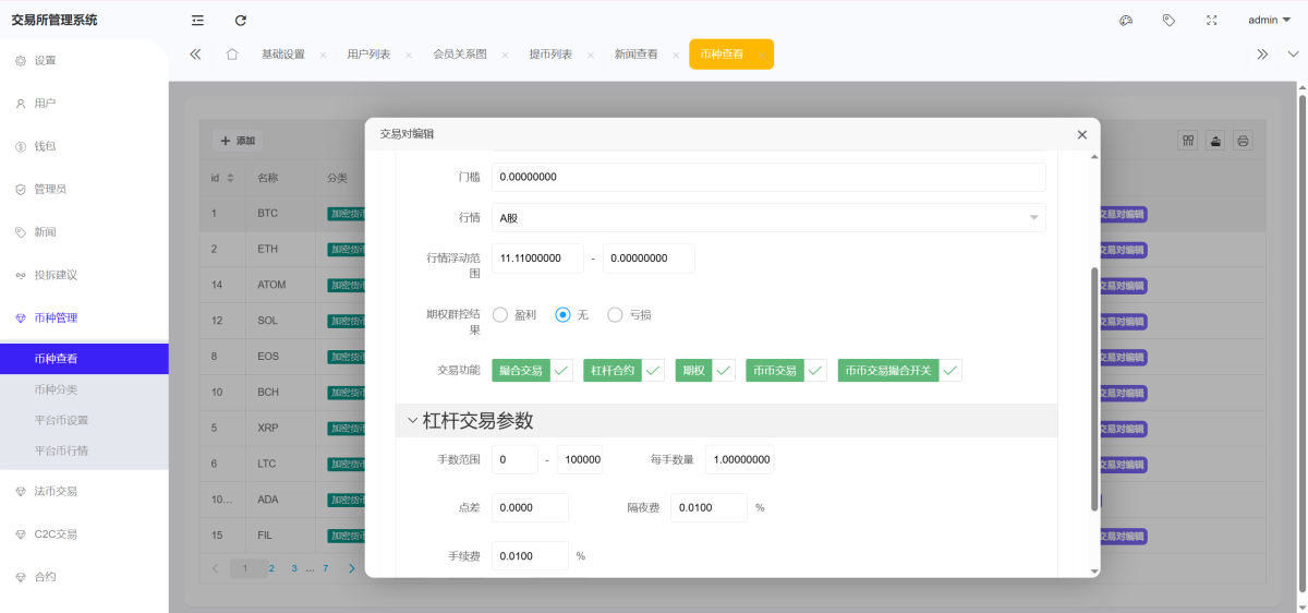 Bitinvests交易所源码后台演示图_04
