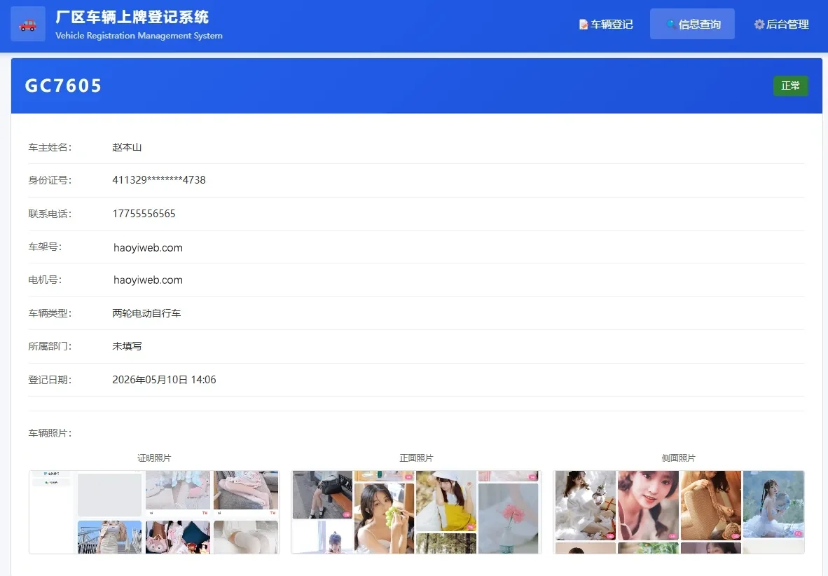 车辆上牌登记系统源码-演示图_02