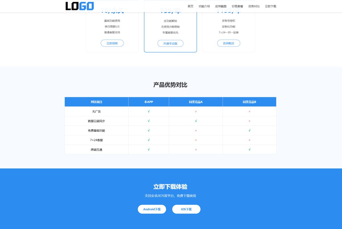 APP软件官网落地页源码-演示图_03
