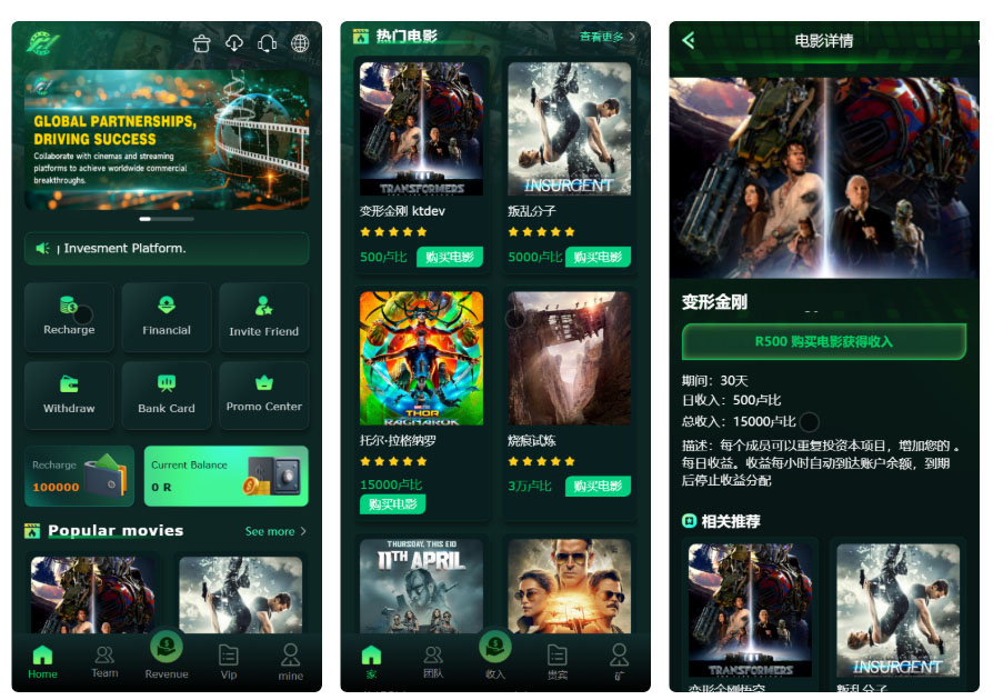 中英文Flickiri Fun海外电影投资理财源码-前端html+后端PHP-好易源码网