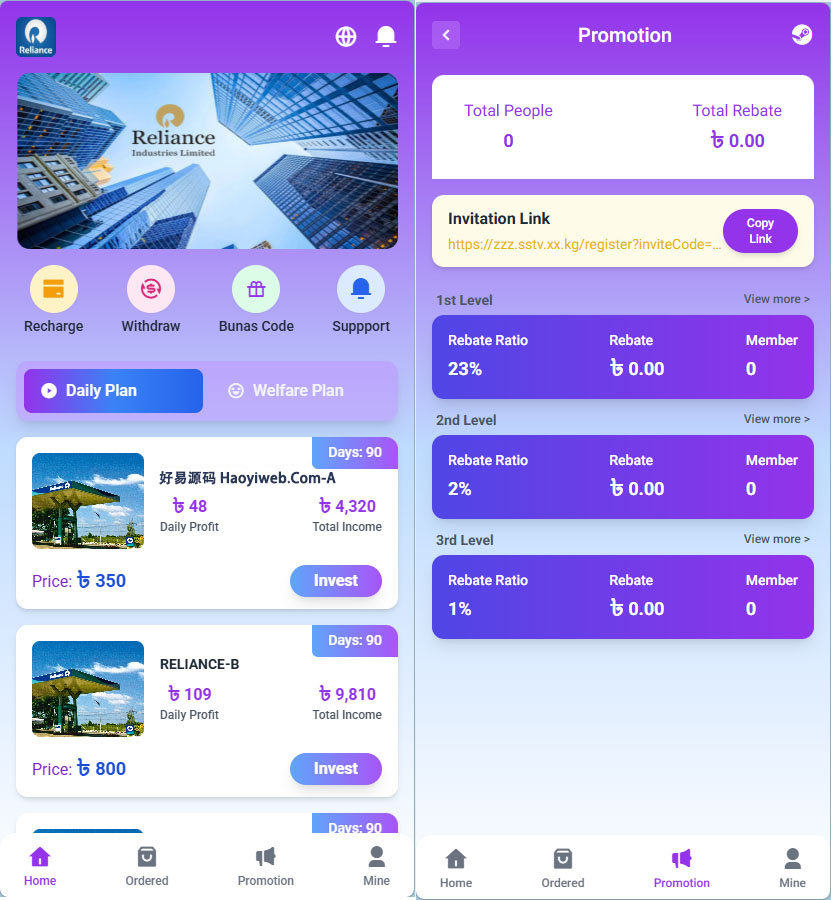 海外能源加油站理财投资系统源码-支持自定义产品 促销任务 三级分销功能-好易源码网