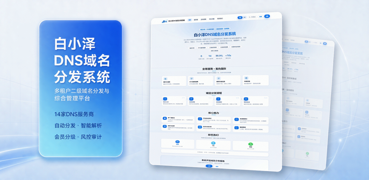 PHP白小泽DNS域名分发系统源码公测版v1.0.0-好易源码网